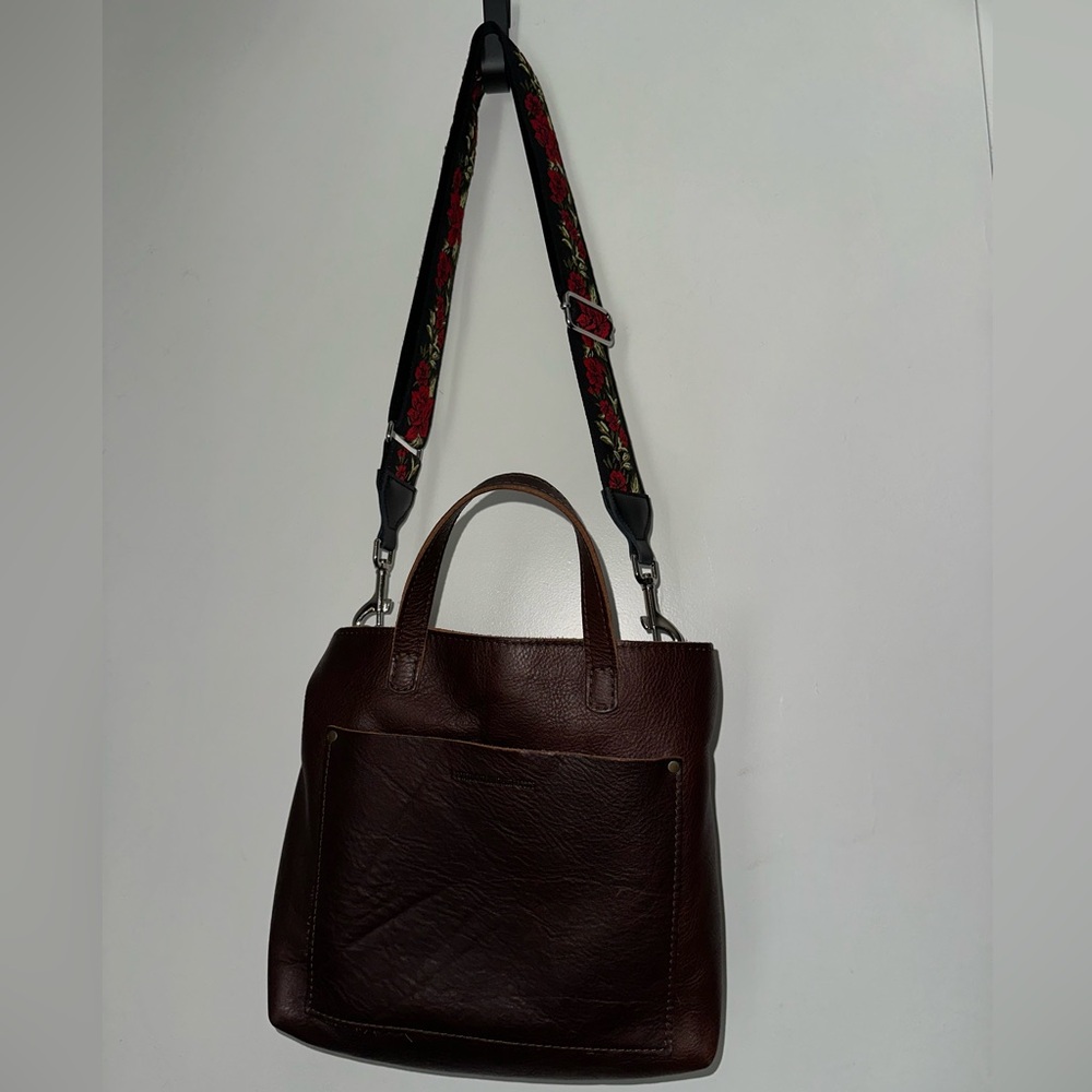 Portland Leather Medium Tote with Floral Strap